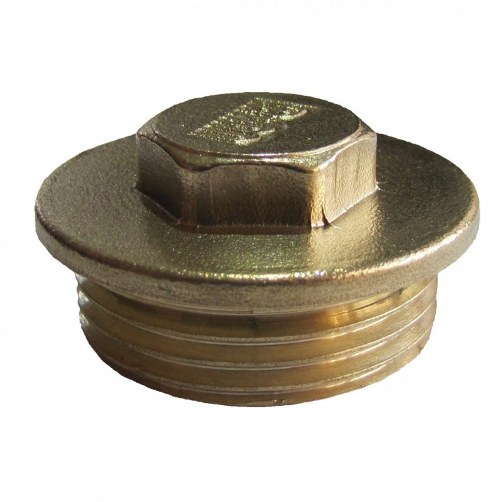 Korek gwintowany z obrzeżem mosiężny